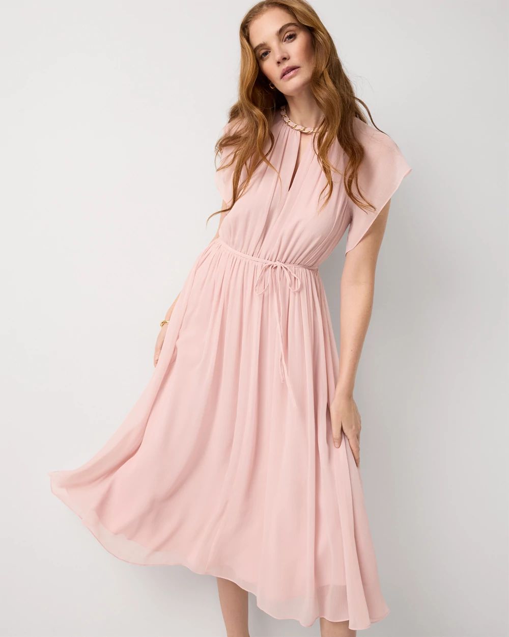 Chain + Keyhole Detail Midi Dress click to view larger image.