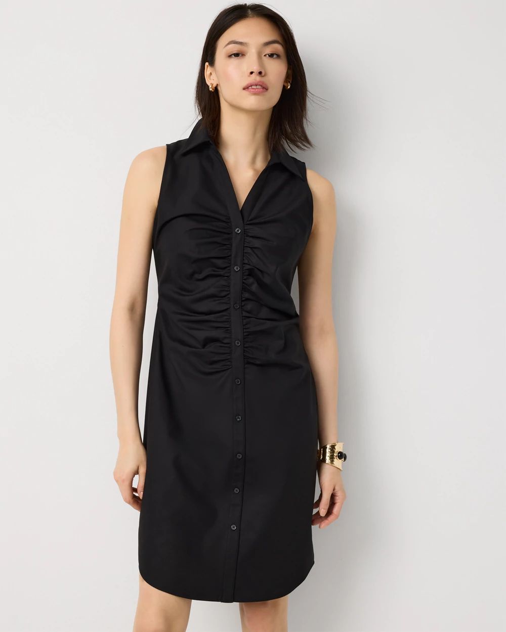 Petite Ruched Shirt Dress