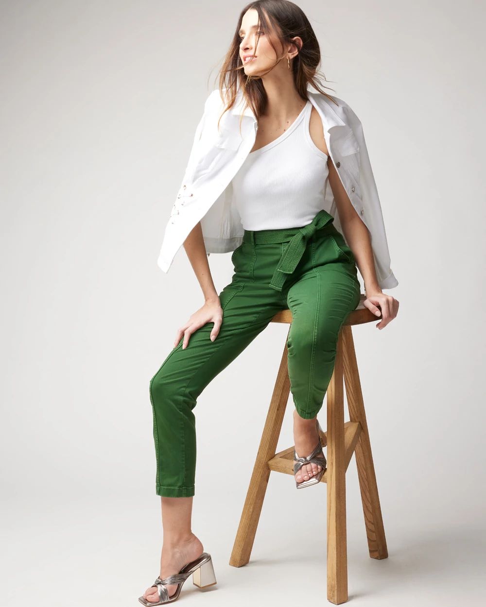 Pret High-Rise Belted Straight Cropped Pant