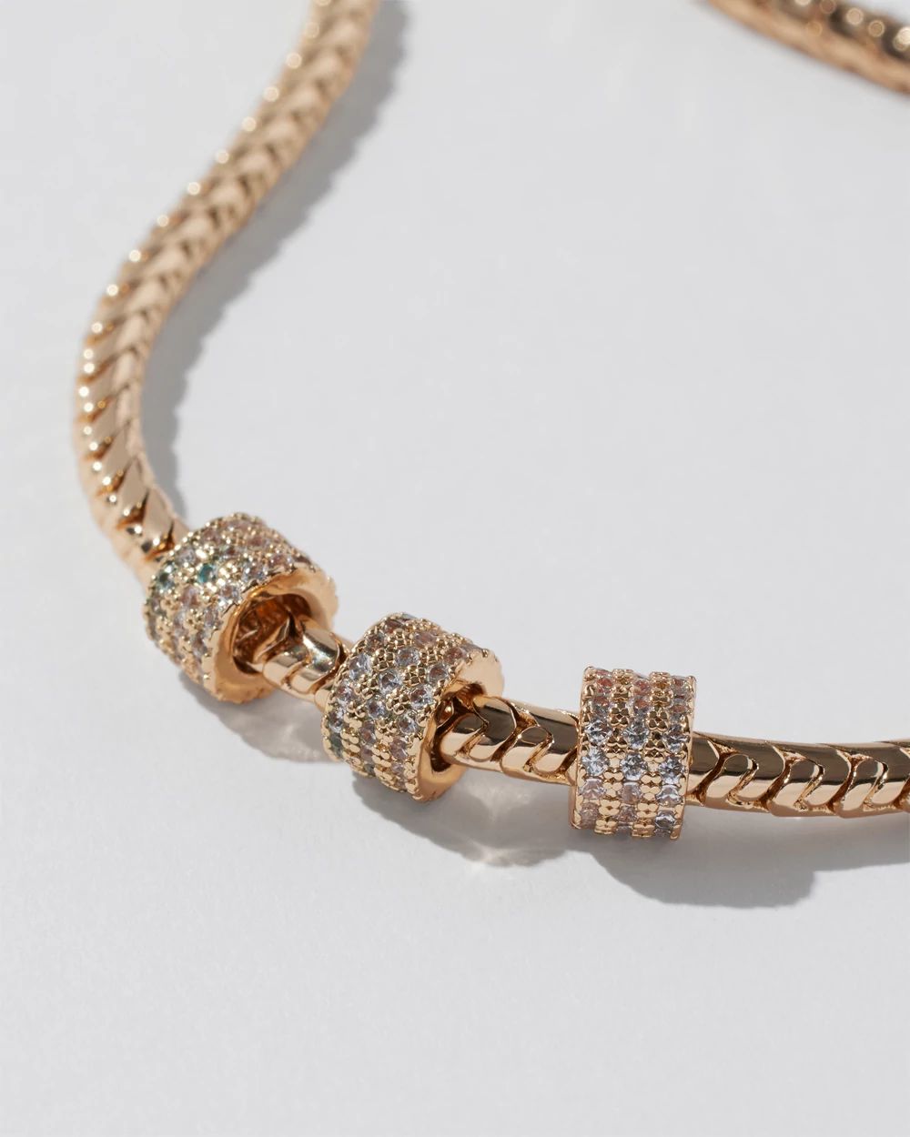 Gold Chain Pave Ring Necklace