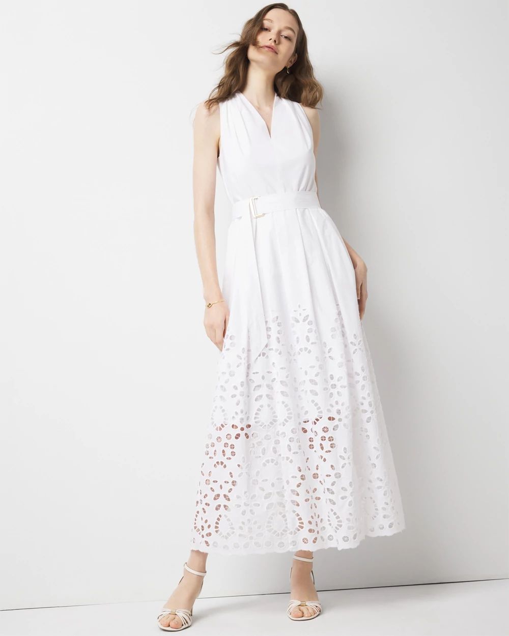 Eyelet Hem Midi Dress