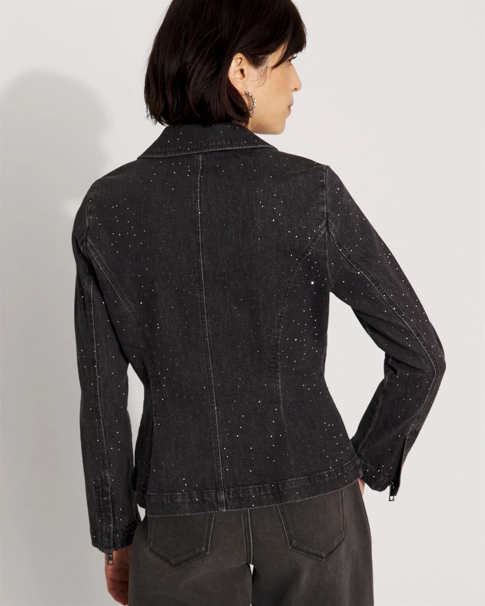 Rhinestone Peplum Denim Jacket
