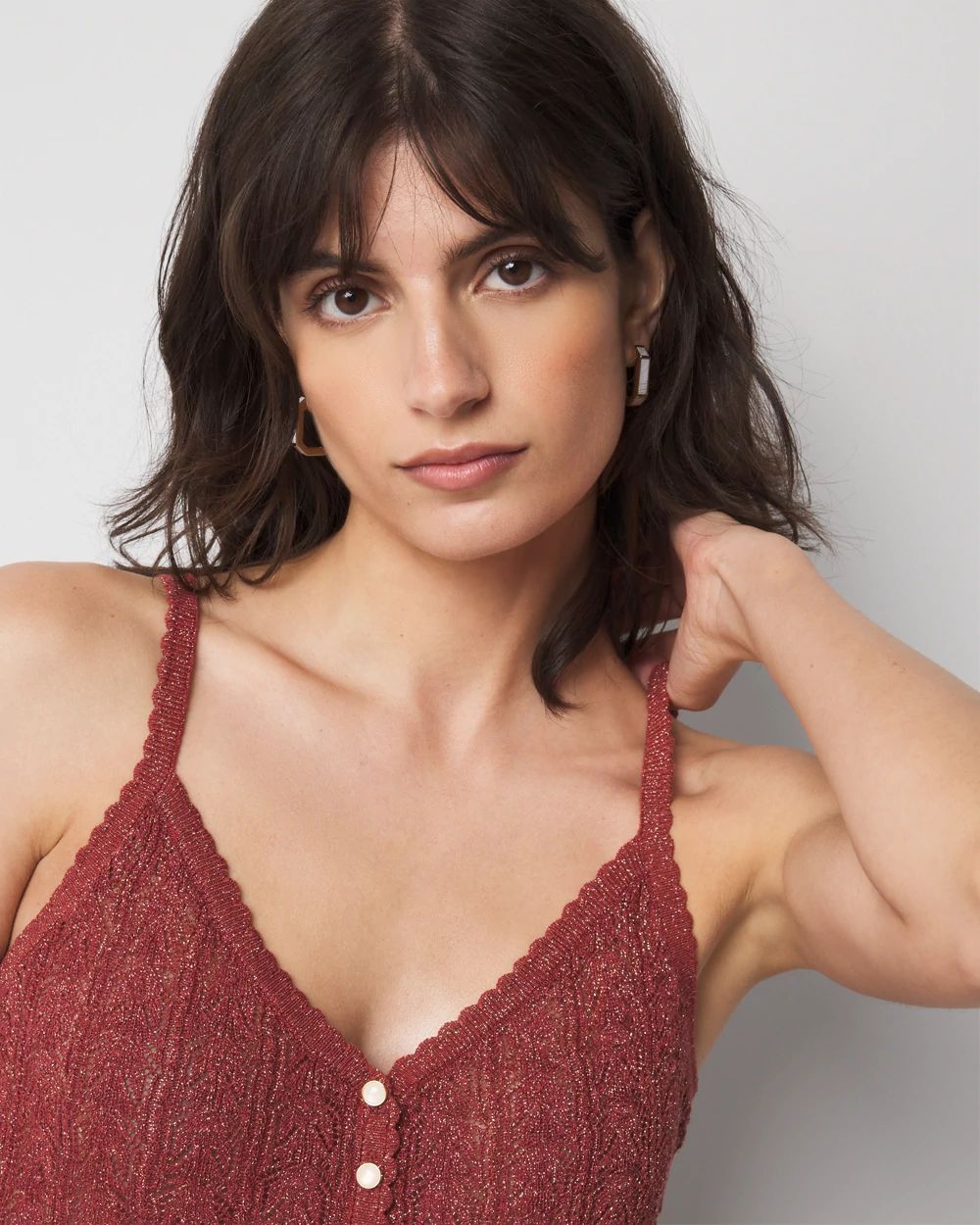Petite Linen-Tencel Metallic Sweater Camisole