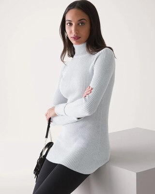 Long Sleeve Turtleneck Pointelle Tunic