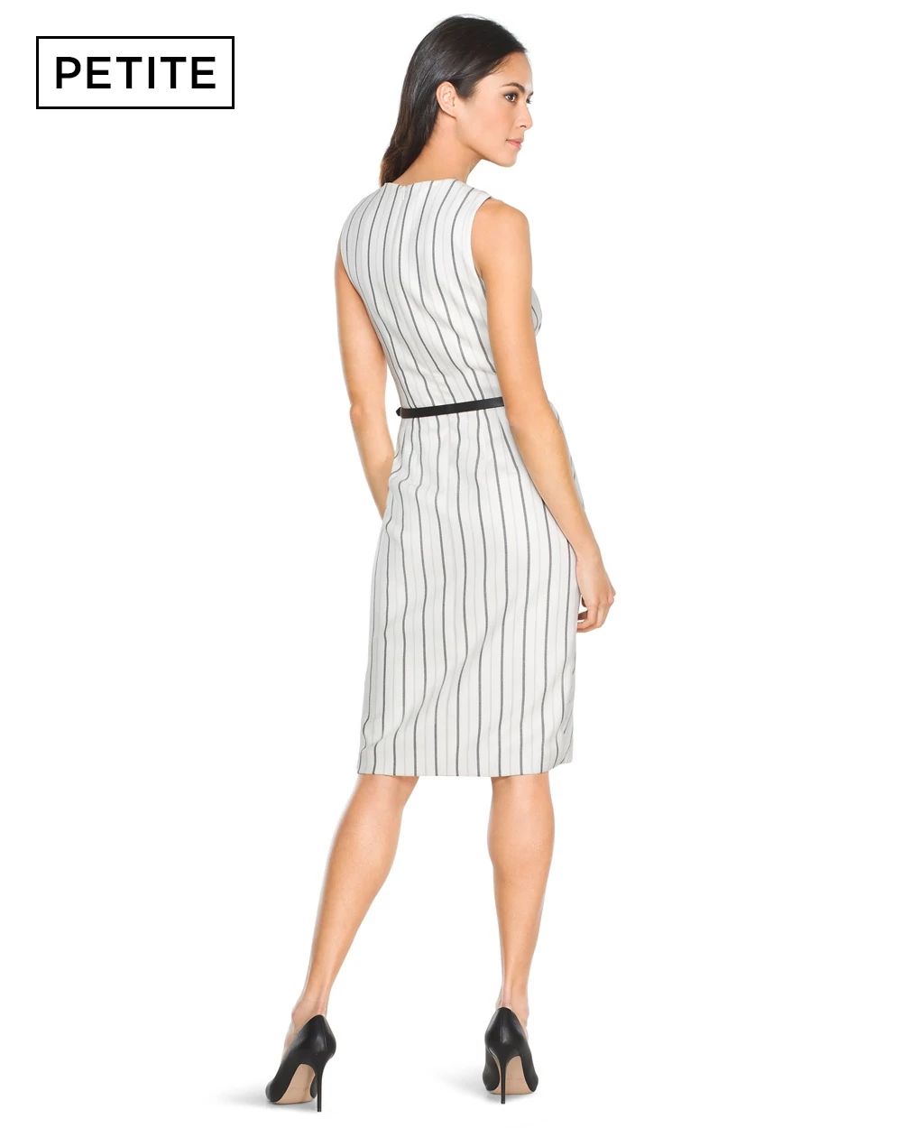 Petite Striped Asymmetric Sheath Dress click to view larger image.