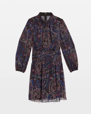 Paisley Mockneck Chiffon Dress click to view larger image.