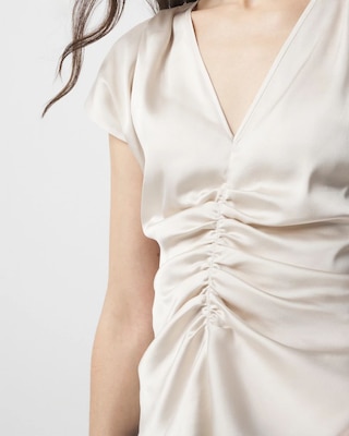 Ruched Front Flutter Sleeve Shell Top click to view larger image.