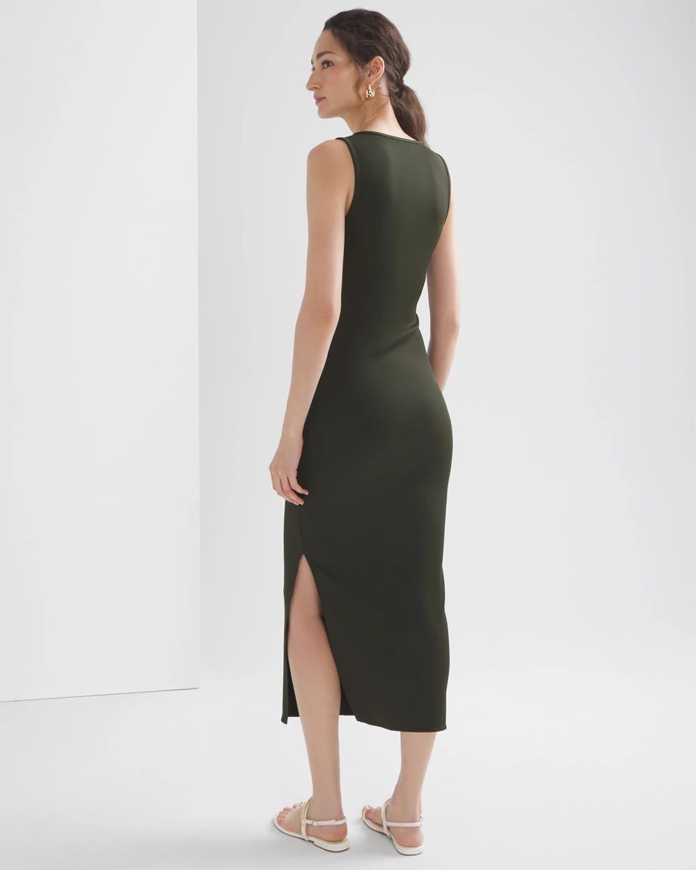 Petite WHBM® FORME Ribbed Lace-Up Dress click to view larger image.