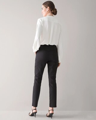 Tropical-Print Comfort Stretch Slim Ankle Pants