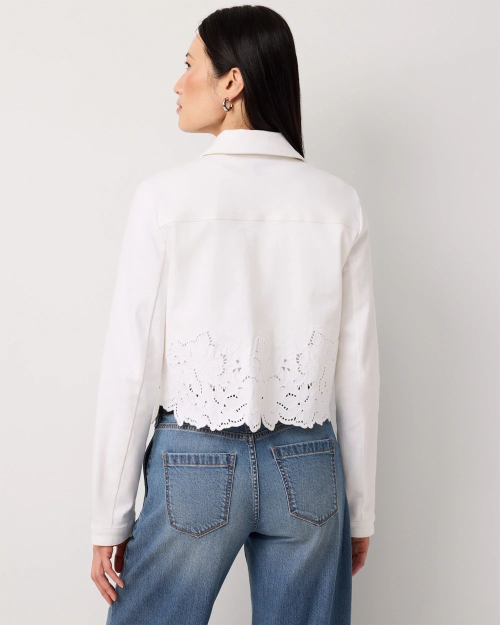 Petite Cutwork Denim Jacket