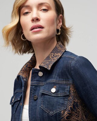 Embroidered Eyelet Denim Jacket click to view larger image.