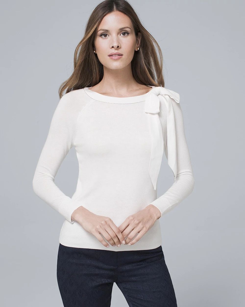 Bow-Shoulder Raglan Sweater