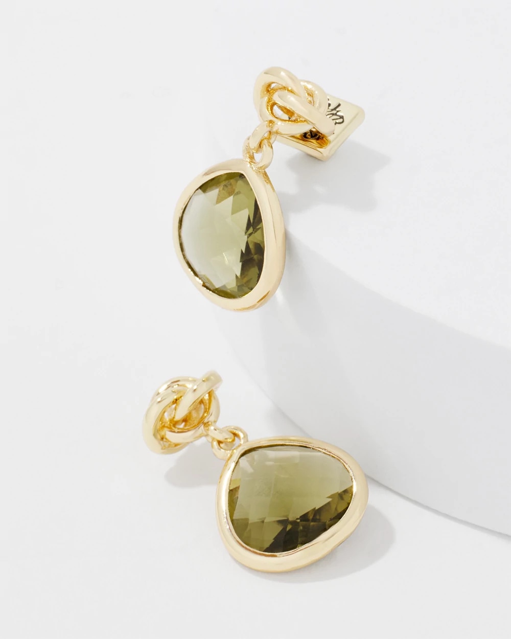 Olive + Gold Drop Earrings - image 4