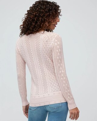 Long Sleeve Pointelle V-Neck Pullover