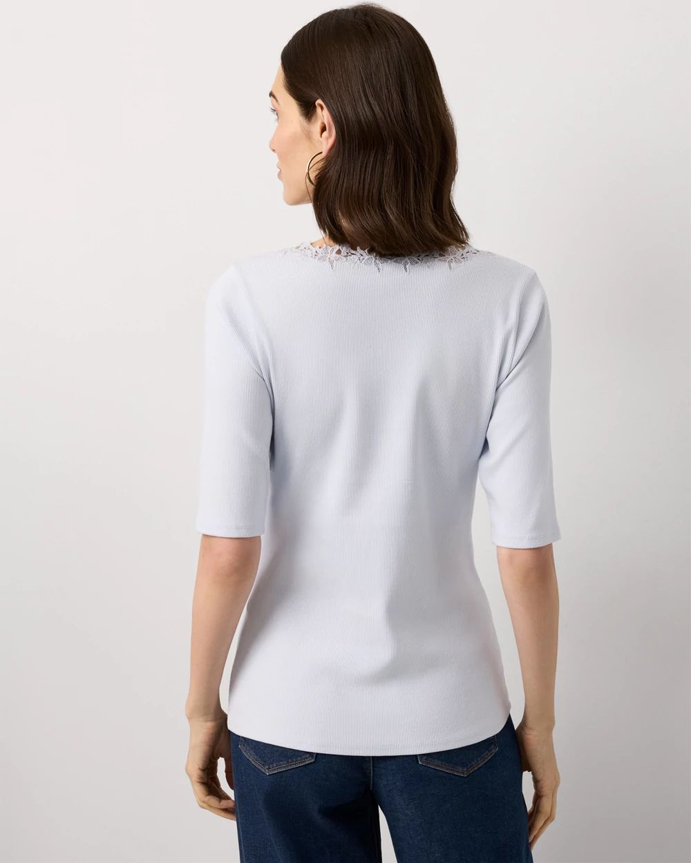 WHBM FORME™ Lace Trim V-neck Tee click to view larger image.