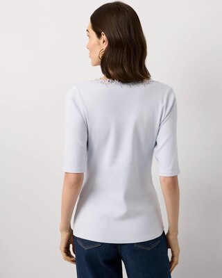 WHBM FORME™ Lace Trim V-neck Tee click to view larger image.