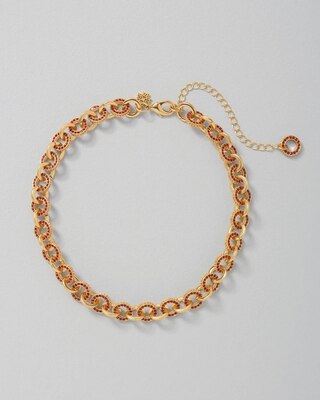 Red Pavé Link Necklace
