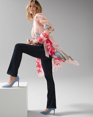 Floral-Printed Organza Trench Coat
