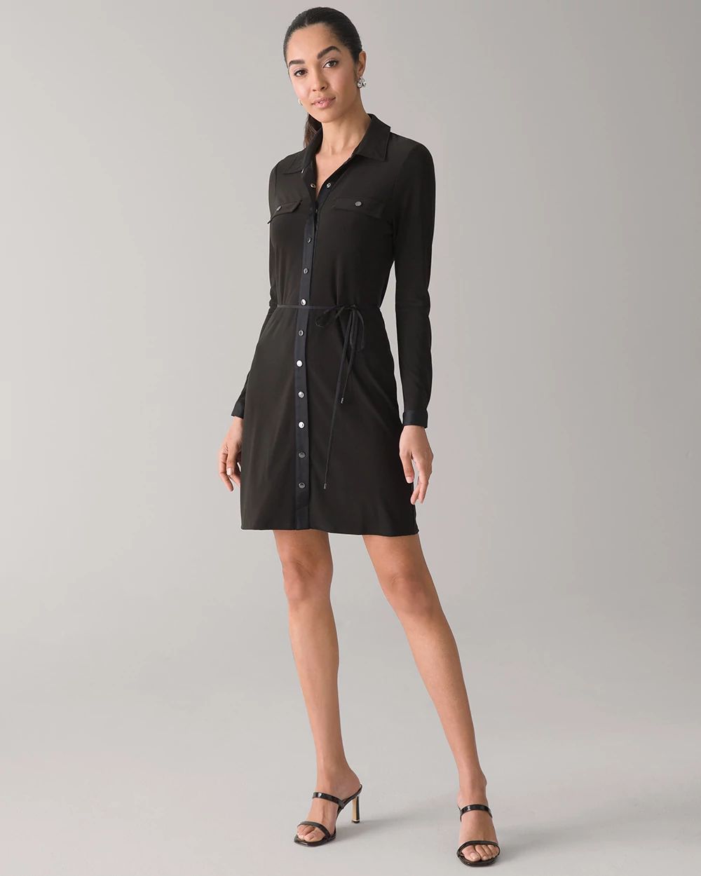 Long-Sleeve Matte Jersey Shirtdress