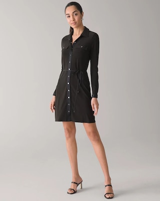 Long-Sleeve Matte Jersey Shirtdress