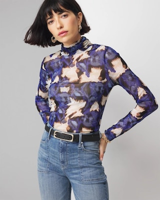 Long Sleeve Mesh Turtleneck