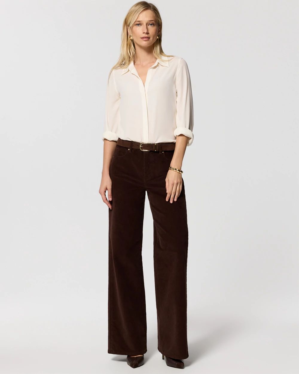 Petite High-Rise Wide Leg Corduroy Jeans