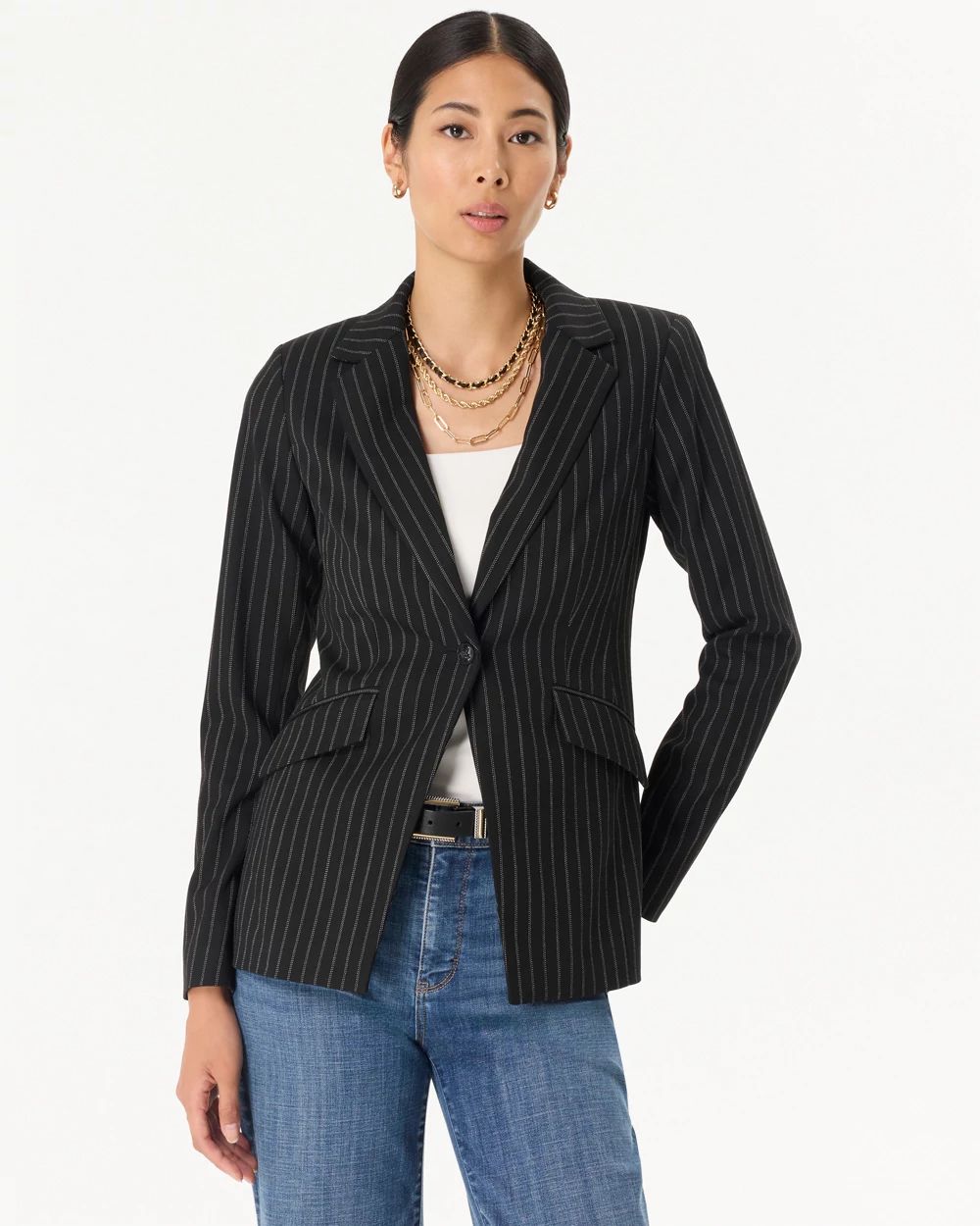 Pinstripe WHBM® One-Button Blazer