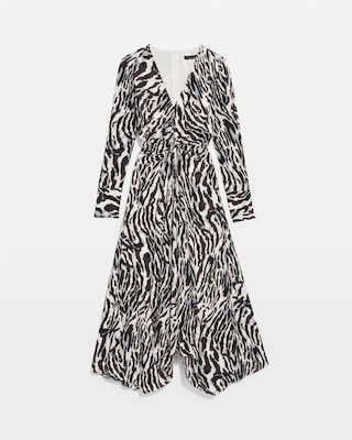 Animal Print Twist-Front Midi Dress click to view larger image.