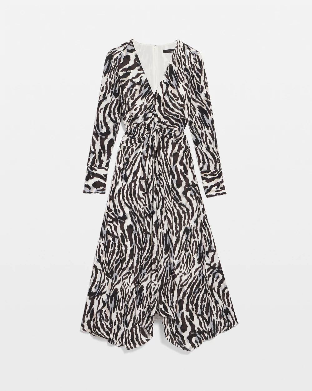 Animal Print Twist-Front Midi Dress
