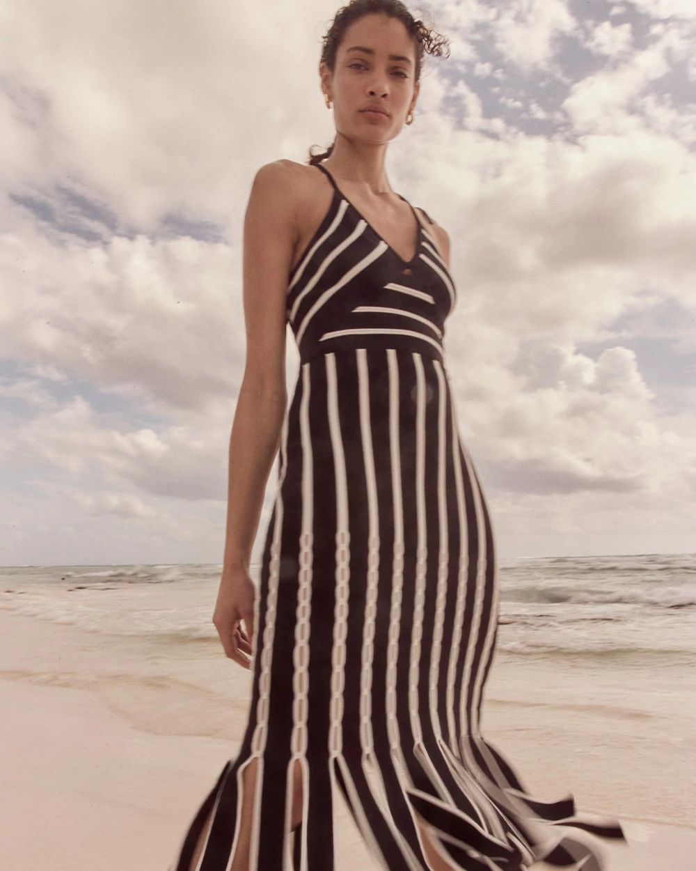 Halter Sweater Dress with Fringe