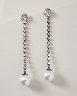 Glass Pearl & Pavé Rhinestone Earrings click to view larger image.