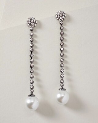 Glass Pearl & Pavé Rhinestone Earrings
