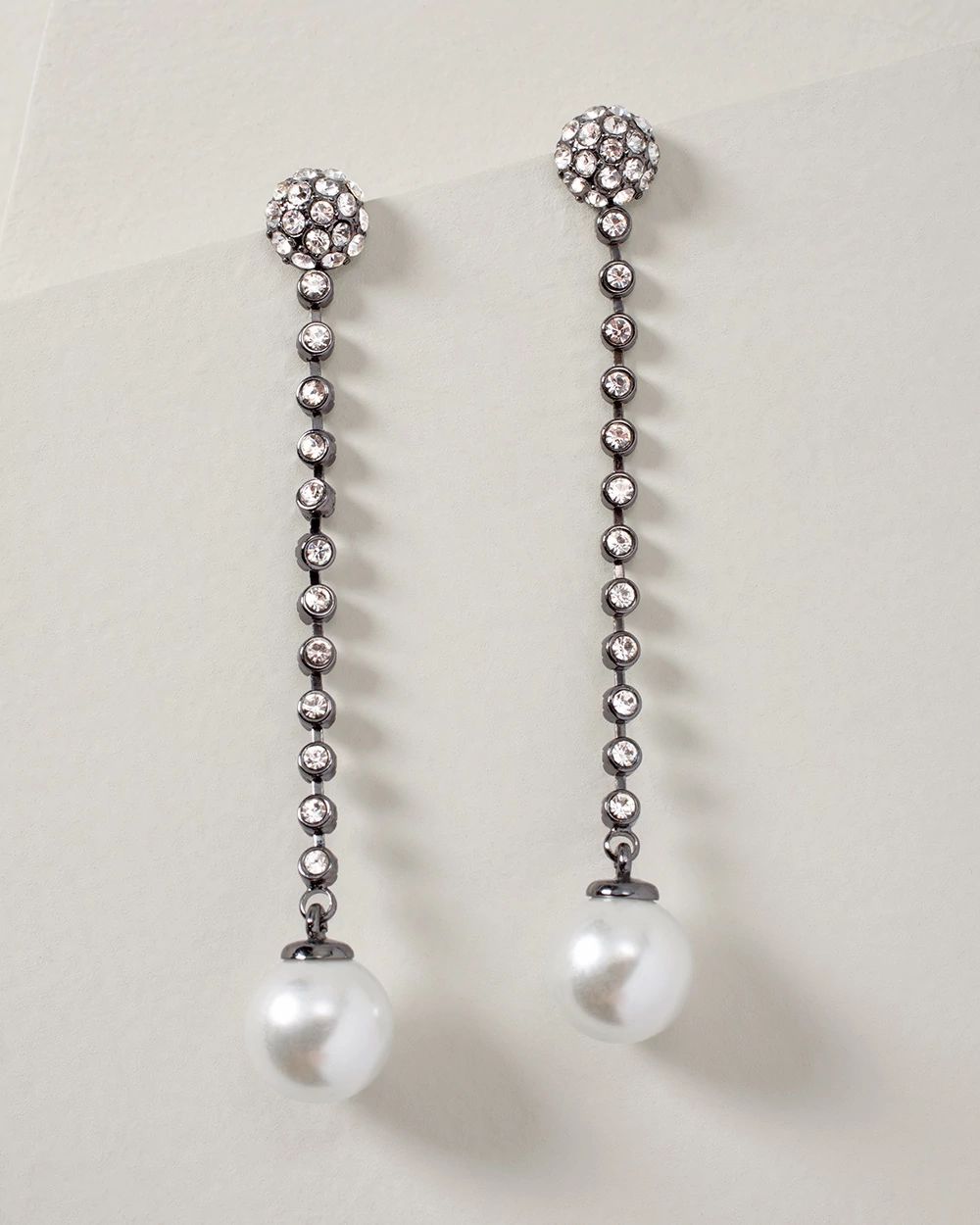 Glass Pearl & Pavé Rhinestone Earrings