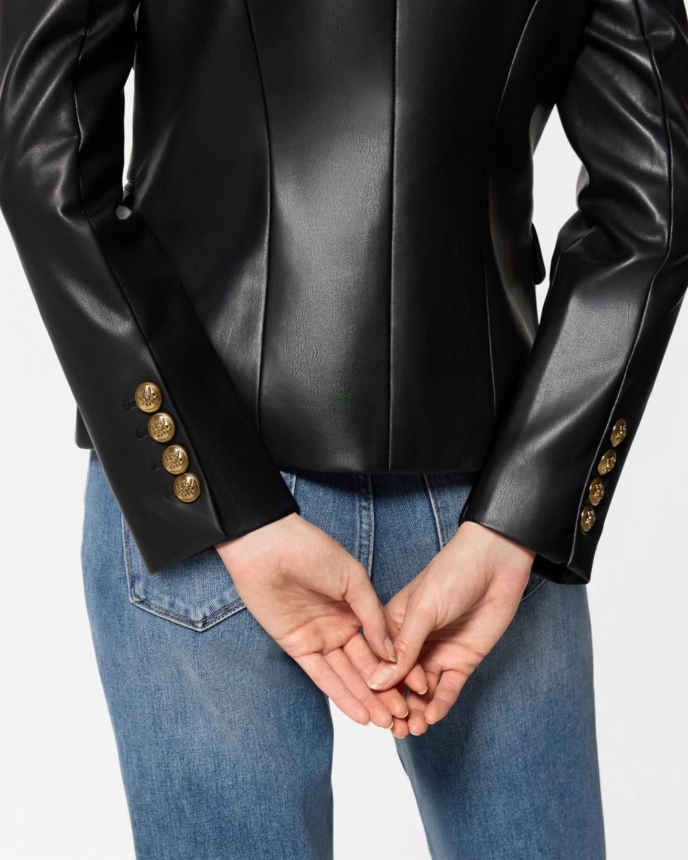 Petite Cropped Double-Breasted Blazer click to view larger image.