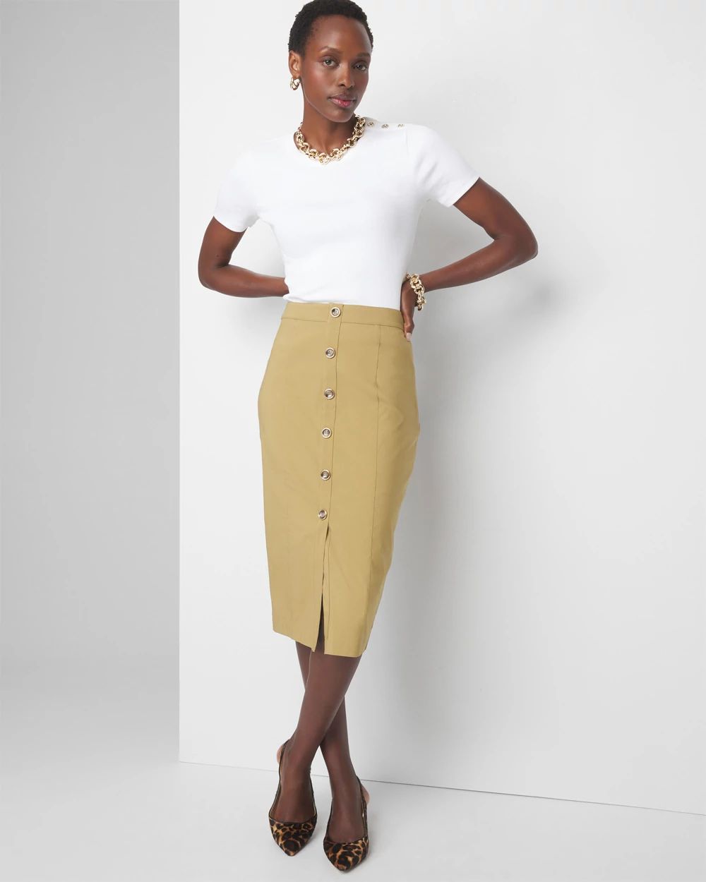 Petite Utility Button Skirt