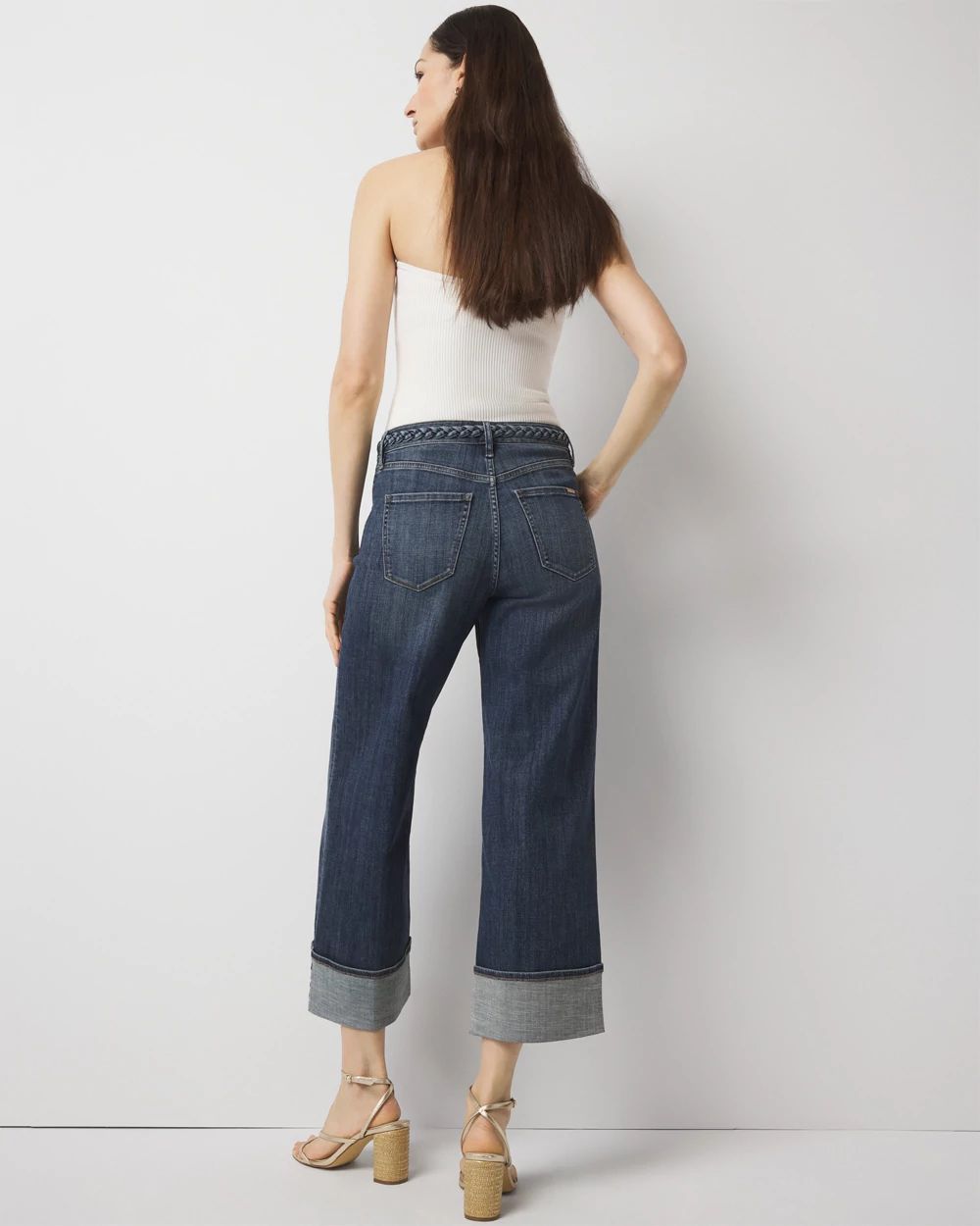 Petite High-Rise Cuffed Wide Leg Cropped Jean