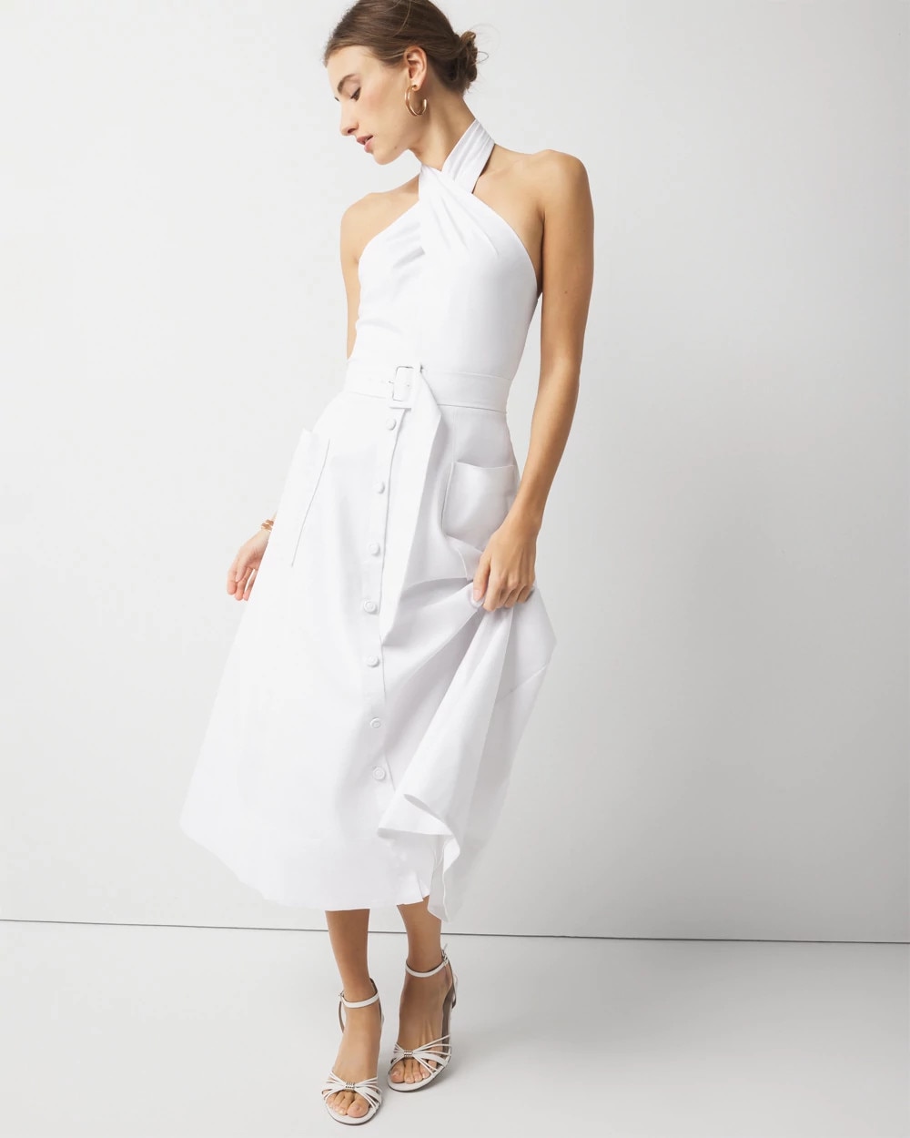 Halter Trench Midi Dress