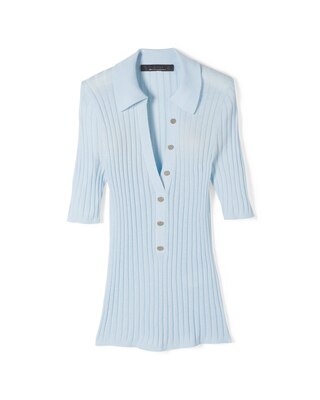Cashmere-Blend Button Polo Sweater