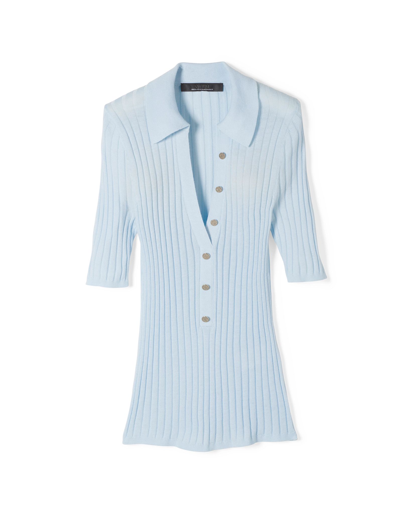 Cashmere-Blend Button Polo Sweater
