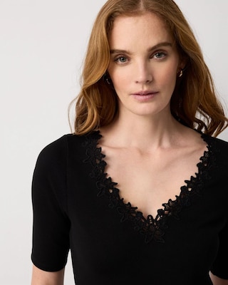 WHBM FORME™ Lace Trim V-neck Tee click to view larger image.