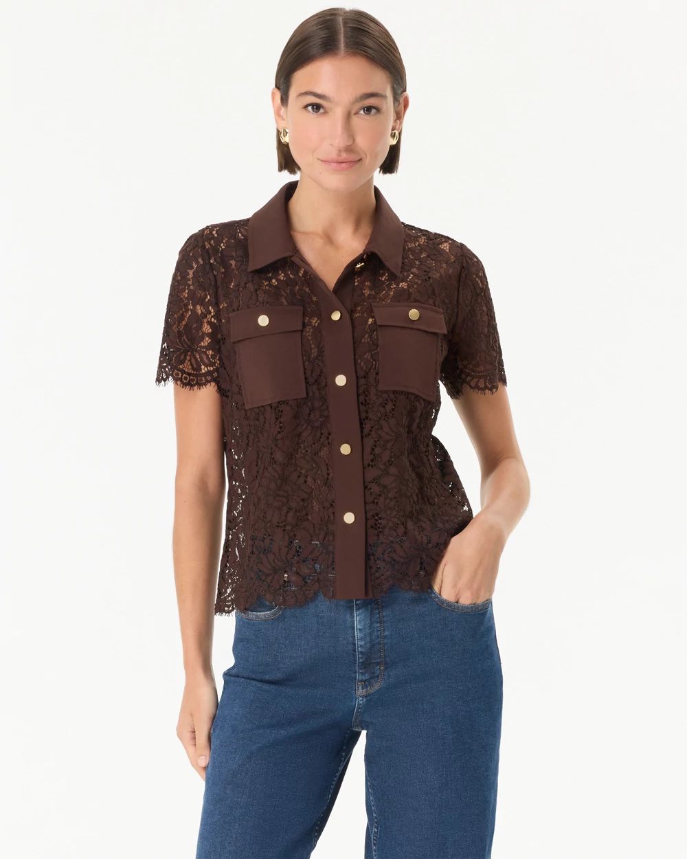Short-Sleeve Lace Shirt