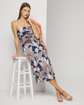 Strapless Ruffle Bust Sheath Dress