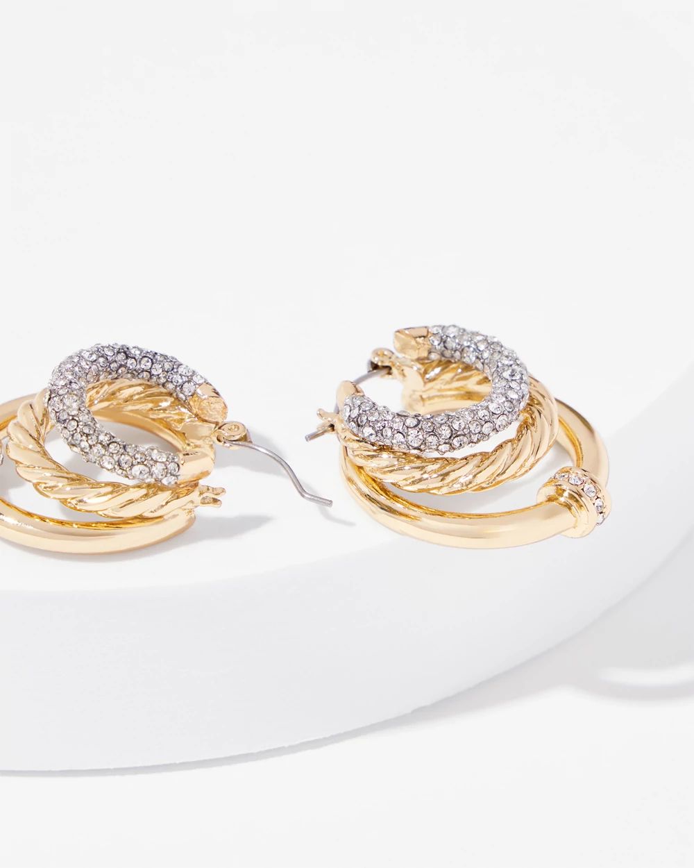 Triple Hoop Mixed Metal Earrings