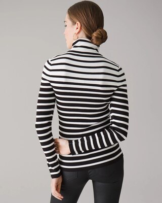 Long-Sleeve Ribbed Striped Turtleneck