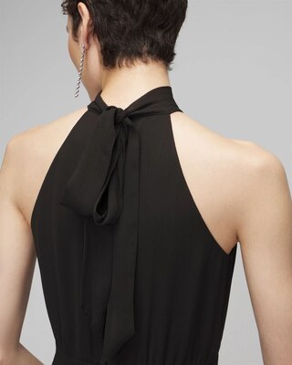 Halter Ruffle Blouson Midi Dress