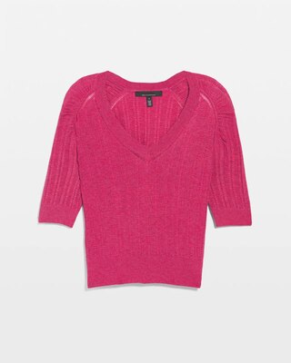 Cashmere-Blend Elbow-Sleeve Shirred Sweater click to view larger image.