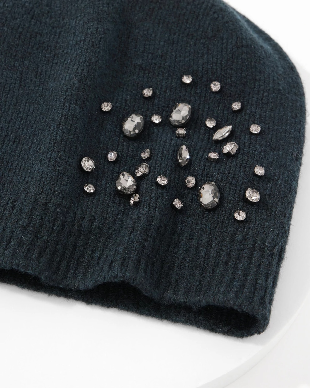 White House Black Market Rhinestone Beanie Hat In Green