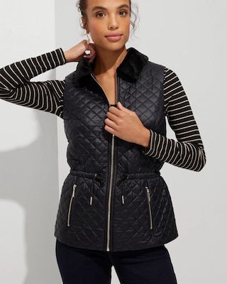 Outlet WHBM Quilted Vest With Fur