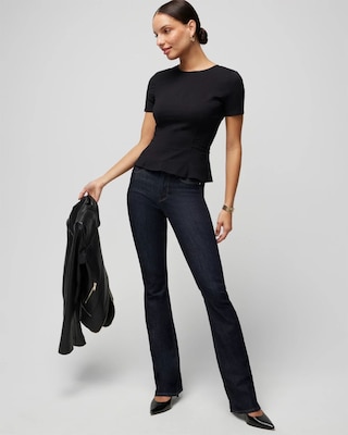 Short Sleeve Seamed Peplum Tee click to view larger image.
