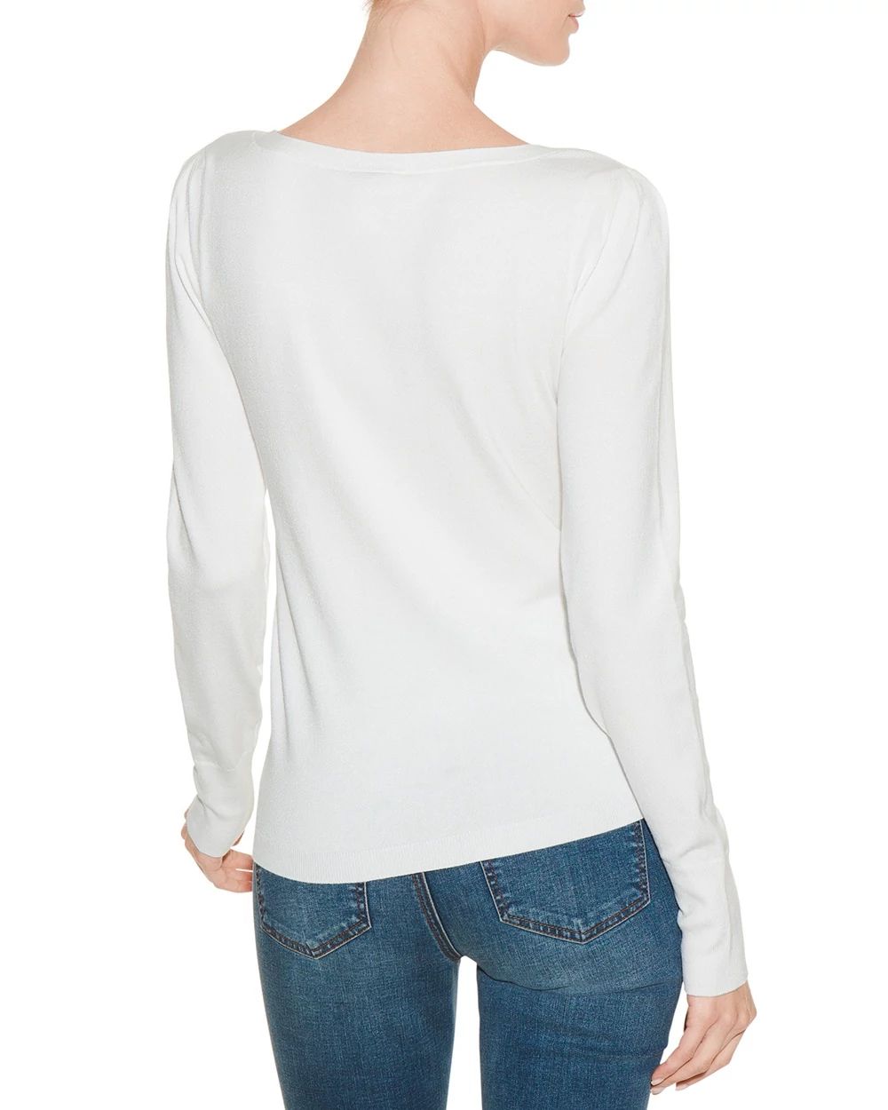 Outlet WHBM Pleat-Sleeve Pullover Sweater click to view larger image.